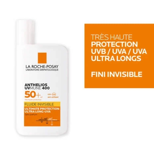 La roche posay Anthelios UVMune 400 - Crème Solaire Fluide SPF50 Protection ultra long - Invisible